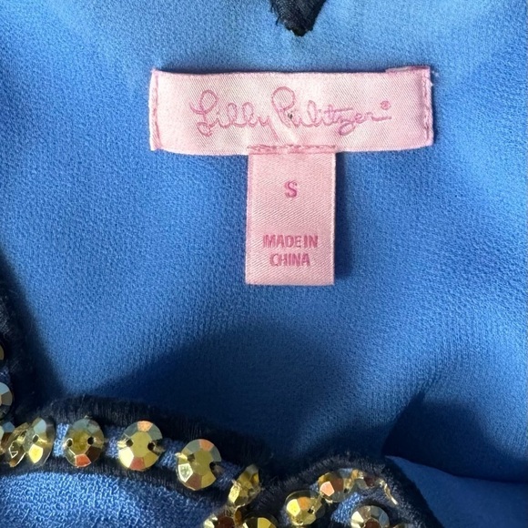 Lilly Pulitzer Owen Beaded Scallop V-Neck Swing Party Dress - Beckon Blue -Small - Picture 10 of 12